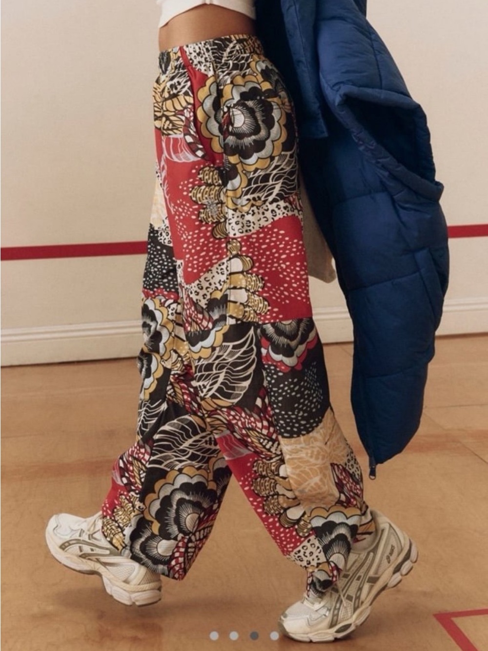 Free People Game Day Patchwork Wide-Leg Track Pants - Picture 4 of 9